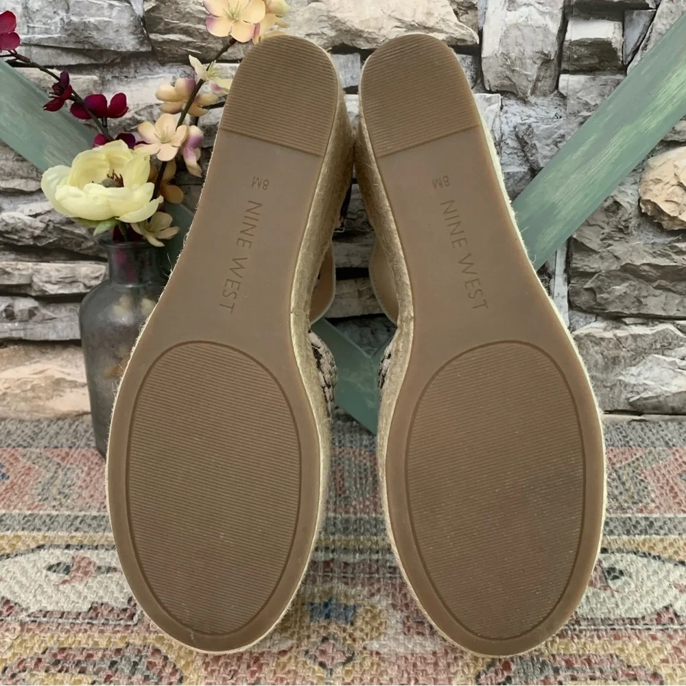 #03 Nine West Adell Snake Espadrille Platform Wedge Heel Sandals Shoes Women’s 8